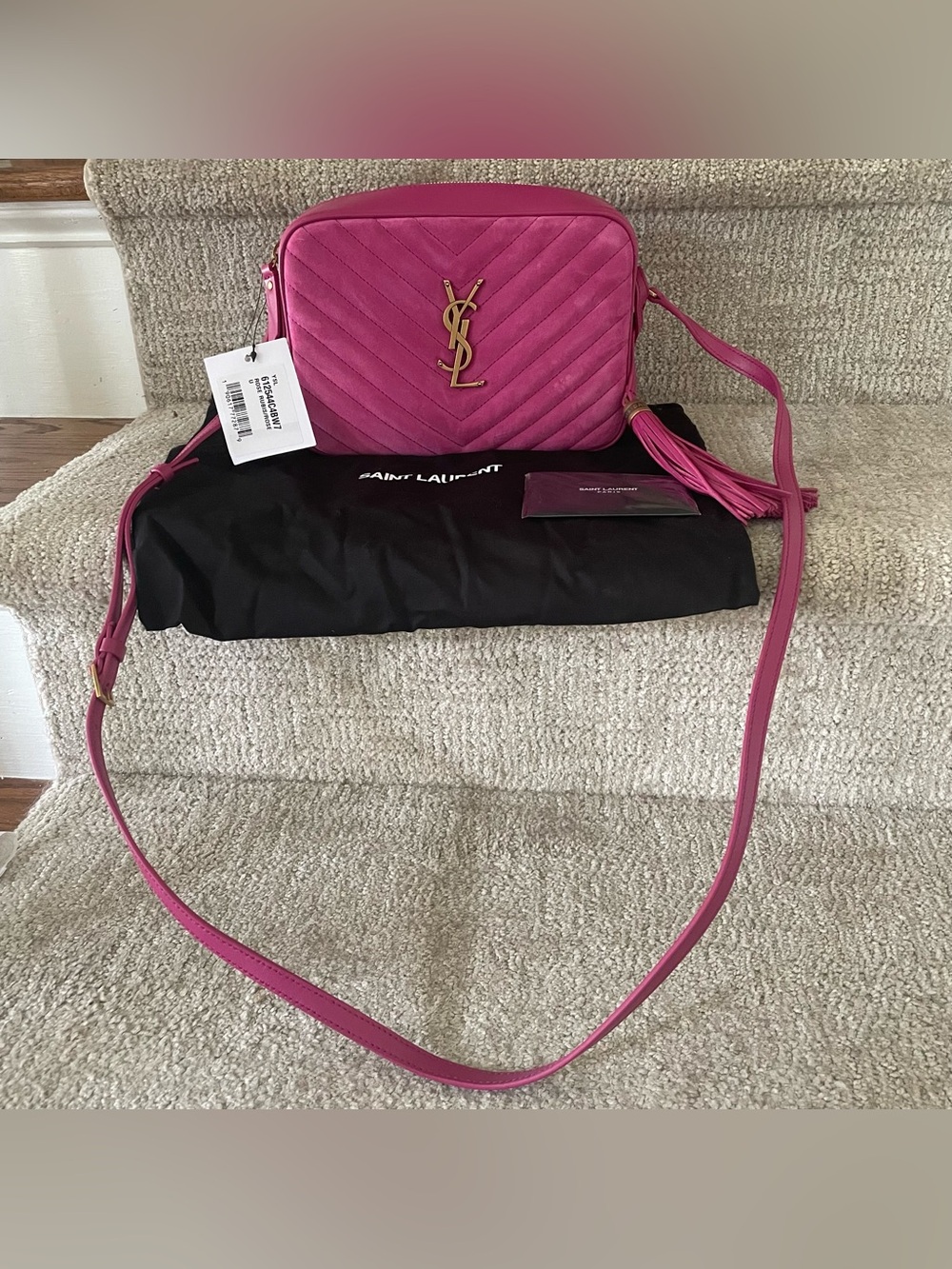 YSL Saint Laurent Camera Bag Crossbody Handbag Pink Rose Rubis NEW WITH TAGS